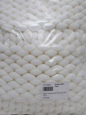 4710051 Pottery Barn Teen Super Chunky Knit Throw 45 Inch X 55 Ivory Color Nwt