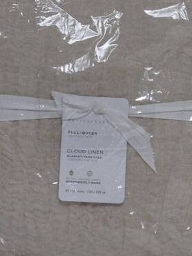 4849967 Pottery Barn Cloud Cotton/linen Blanket Full Queen 92 Inch X 96 Flax Color Nwt