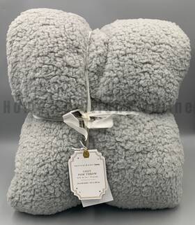 488088 Pottery Barn Teen Cozy Pom Fleece Throw Blanket Gray 50 Inch X 60 #b8025
