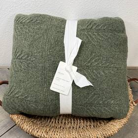4949670 Pottery Barn Arden Tree Blanket Loden Green One Size Lightweight Bedding Nwt