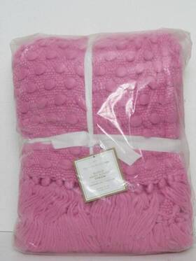 4973956 Pottery Barn Teen Bubble Hand Woven Throw Blanket 50 Inch X 60ft Bright Pink Nwt