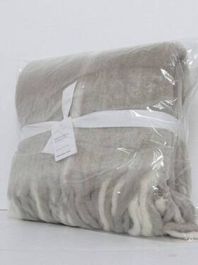 5043312 Pottery Barn Duluth Checked Faux Mohair Throw Blanket 50 X 60 Inch Neutral Color Nwt