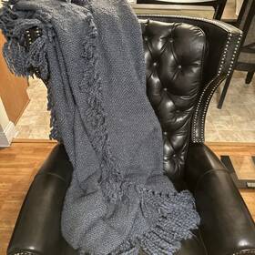 5378611 Pottery Barn Dreamy Fringe Throw Blanket Steel Blue 50 X 60 In #2b