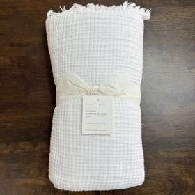 6296581 Pottery Barn Orinda Cotton Gauze Muslin Throw Blanket 50 X 60 Inch White