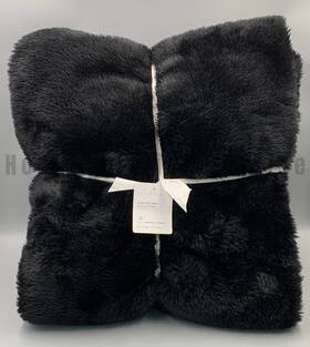 7368339 Pottery Barn Faux Fur Shearling Throw Blanket Black 50 Inch X 60 #t1046
