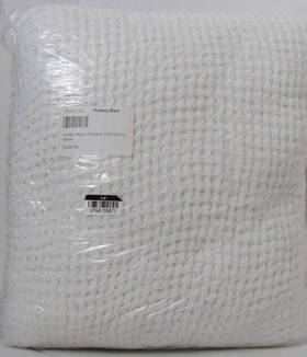 7643339 Pottery Barn Waffle Weave Blanket Full Queen 92 Inch X 88 White New
