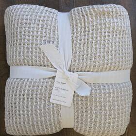 8113175 Pottery Barn Waffle Weave Full Queen Blanket Neutral