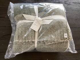 8332299 Pottery Barn Winter Wonderland Tree Cabin Blanket 96 Inch X 92 Christmas Green New