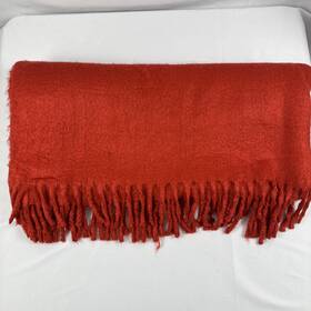 8357027 Pottery Barn Faux Mohair Throw Blanket Red 55 Inch X 80 Soft Cozy Euc