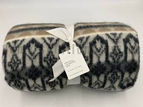 9208775 Pottery Barn Wool Fair Isle Jacquard Throw Blanket Gray 50 Inch X 60 #s4250