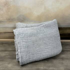 9245046 Pottery Barn Cloud Cotton Linen Blanket Full/queen Chambray Blue Washed
