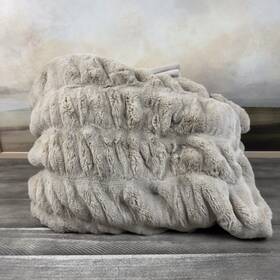 9824114 Pottery Barn Faux Fur Ruched Throw Blanket 60 Inch X80 Champagne Spots Washed Read