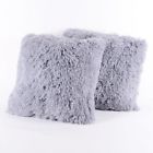 Pp-2pk-slvr Popular Home Faux Fur Throw Pillows Set Of By