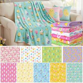 Len-preboun-4329 Preboun 9 Pack Easter Throw Blankets Bulk 50 X 60 Inch Spring Bunny Egg Fleece Blank