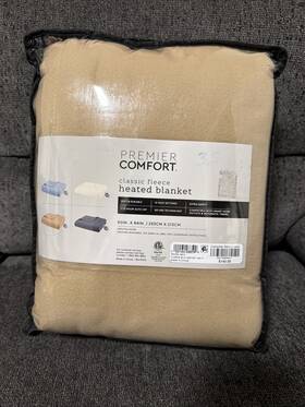 Premier Comfort 022164288599 Beige Classic Fleece Heated Blanket Fullft Size