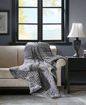 Premier Comfort 675716791087 Parker Plush Down Alternative Corduroy Throw 60 Inch X 70 Gray New