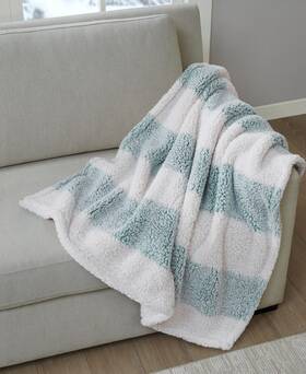 Mch50-4778 Premier Comfort Alpine Valley Cozy Sherpa Throw 50 Inch X 60 - Mint Stripe