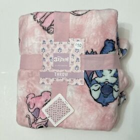 210397929 Primark Stitch Angel Throw Blanket Pink Fleece White New Disney Plush Wink Lilo