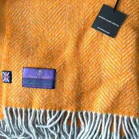Prince Of Scots 810032750114 Highland Tweeds Herringbone Pure New Wool Throw - Atomic Orange