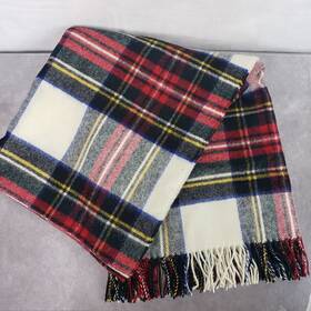 Prince Of Scots 810032750190 Throw Tartan Tweed Fluffy Plaid Fringe Wool Blanket