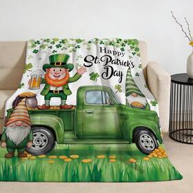 Prrivnix Spdus1642-03c-0104 St Patricks Day Flannel Throw Blanket Decorations Irish Gnome