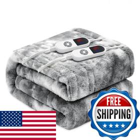 84x90luxury Ptq B0d5h9hljy Electric Heated Blanket Grey Faux Fur Queen