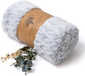Pty Ltd 354964000318 Faux Fur Throw Blanket White And Pale Gray Soft 55 Inch X 70