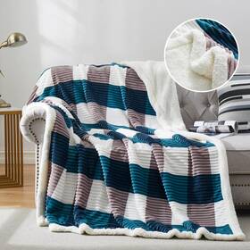 Pumei 726084769700 Pu Mei Sherpa Blanket Twin Plaid Thick Bed 60 Inch 80 Super Soft Flannel F