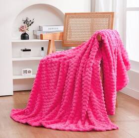 Puncuntex 445005641682 Hot Pink Throw Blanket 50 Inch 60 Inches Gifts For Mom Fuzzy 3d Jacquard