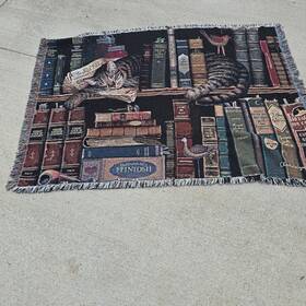 Pure Country Weavers 666576010272 Charles Wysocki Cat Bookshelf Tapestry Throw Blanket Frederick The Literate