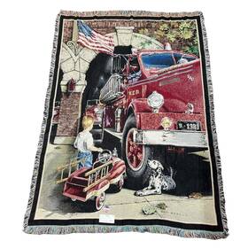 Pure Country Weavers 666576063858 Throw Blanket Childhood Dreams Fire House Fireman Tapestry
