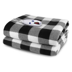 Pure Warmth 657812173905 Microplush Electric Heated Warming Throw Blanket Black White Buffalo