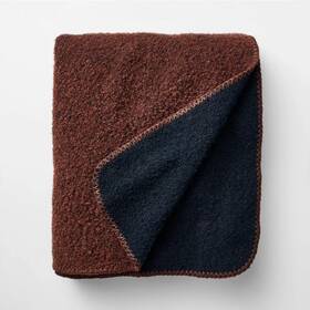 Pursuequality Shop 772108284193 Asymmetric Colorblocked Boucle Throw Burgundy/navy