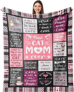 Qojuyo 313048257214 Cat Mom Gifts For Women Lover Blanket Cats Love