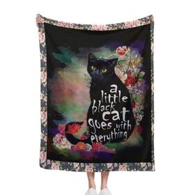 Qsdtukhgy 248695773690 Black Cat Throw Bedroom Accessories Flannel Blanket Soft Warm Four Seasons B