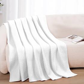 Quba Linen 734025632228 100% Cotton Blankets Queen Size For Bed - Waffle Weave Summer L