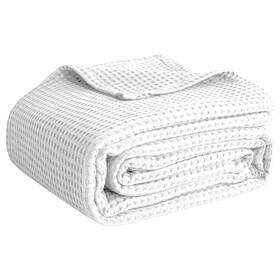 Quba Linen 734025632426 Cotton Waffle Weave Blanket King Size 90x108 Inch Lightweight Breathable
