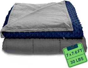 Quility 850014665135 Weighted Blanket - 30 Lb King Size For Cooling And Heating 86 Inch X92 Navy