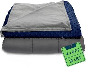 Quility 850017233591 Weighted Blanket 48 Inch X72 12 Lbs - Navy Cover And Grey Cotton