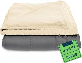 Wb-awb-4872-15lbs-ivory Quility Weighted Blanket 48 Inch X72 15lbs - White Cover And Light Grey Cotton