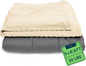 Wb-awb-6080-20lbs-ivory Quility Weighted Blanket 60 Inch X80 - White Cover And Light Grey Cotton
