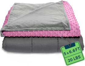 Wb-awb-6080-20lbs-pink Quility Cotton Weighted Blanket With Glass Beads For Adults 60 Inch X80 20 Lbs - Pink