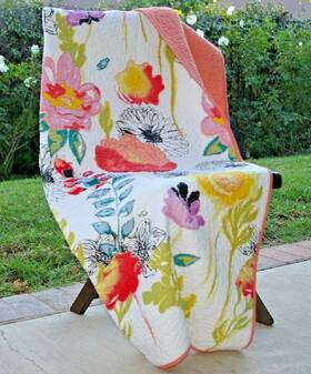 Quilted Throw 636047333759 Blanket Cotton Floral Spring Colors Reversible Sofa Chair Bedding
