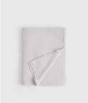 48545 Quince Nwt Organic Airy Gauze Throw Light Grey 100% Cotton 50 X 60 Msrp 49.90