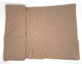 Lb23840 Quince One Size Ribbed Knit 100% Cashmere Throw Brown Oatmeal Solid