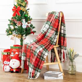 Tb-c07a Quinnsus Christmas Throw Blanket Soft Lightweight Red Plaid Blankets