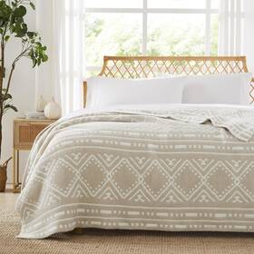 Bbr-boho-beige-5070 R.share Boho Throw Blanket 50x70 Inch Reversible Feather Knit Beige Tan Crea