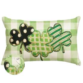 Rsta2602 Rabusofa St Patricks Day Clover Buffalo Plaid Throw Pillow Covers 12x20 Inch
