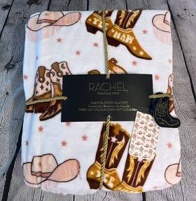 Rachel Roy 194382238073 Cowgirl Boots Hat And Horseshoes Twin Soft Throw Blanket 60x90 Nwt