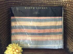 Ralph Lauren 886087391671 Hither Linen Throw Blanket-blue Embroidered 54 Inch X72 Fringe Nip 355
